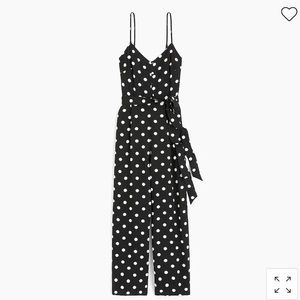 J.Crew Navy Strappy soft rayon wide-leg jumpsuit in polka dot (10)